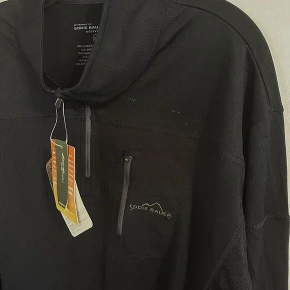 NWT Eddie Bauer Breathable Mesh 1/4 Zip Shirt in Black - Size XXL - Picture 11 of 13